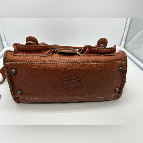 ROOTS VINTAGE Cognac Brown Leather Mini Emily Tassel Double Handles Shoulder Bag - Picture 12 of 16